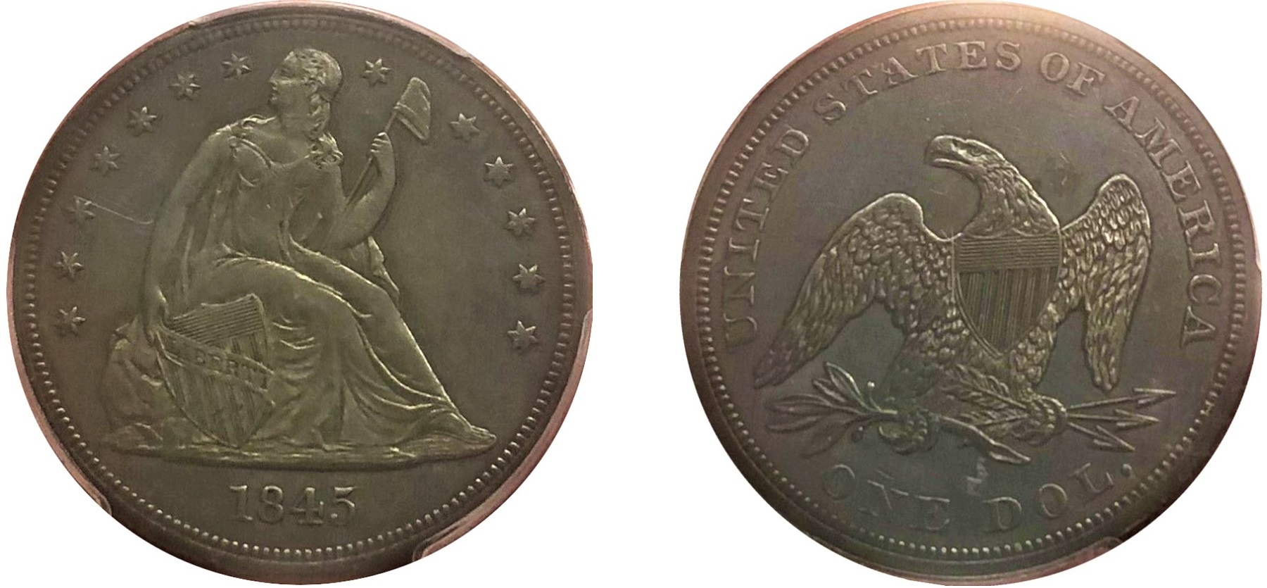 1845-$1-Liberty-Seated-Silver-Dollar